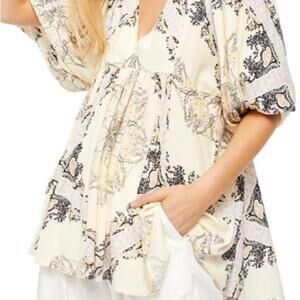 Free People Girl Talk Tunic In Ivory high low with Pockets size medium